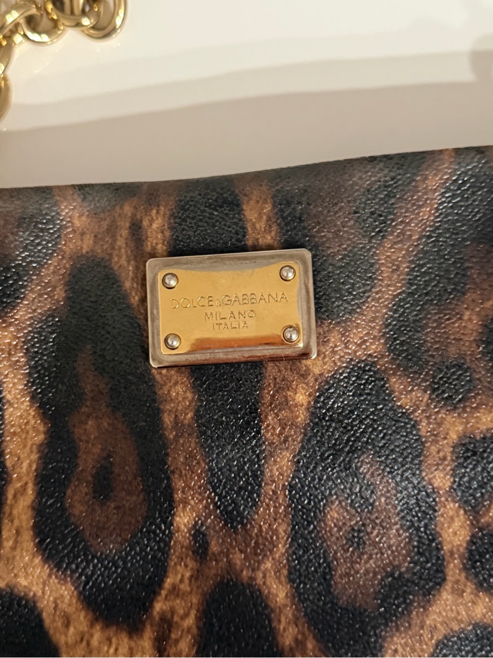 Dolce & Gabbana Leopard Print Chain Tote - Brown & Black - Picture 5 of 7